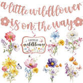 Wildflower Baby Shower Decorations For Girl, 17Pcs Paper Shiny Banner Hanging Swirls For A Little Wildflower Is On Her Way Party And Flower Themed Events