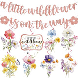 Wildflower Baby Shower Decorations For Girl, 17Pcs Paper Shiny Banner Hanging Swirls For A Little Wildflower Is On Her Way Party And Flower Themed Events