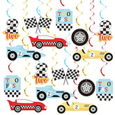 20Pcs Race Car Hanging Swirls – Checkered Flag Racing Theme Party Decor