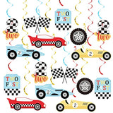 20Pcs Race Car Hanging Swirls – Checkered Flag Racing Theme Party Decor