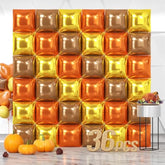 36PCS Orange Gold Brown Square Foil Balloons Backdrop Arch Kit for Fall Party Decor