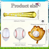 18 Pieces 18 Inch Baseball Balloons Baseball Foil Balloons 20 Inch Glove Jumbo 30 Inch Bat For Birthday Sports Theme Party Decoration Photo Props Supplies
