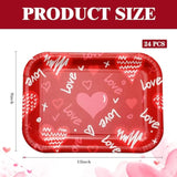 24 Pcs 13 X 9 Inch Valentine'S Day Disposable Paper Plates Love Serving Tray Rectangle Food Trays Valentine Day Wedding Party Supplies For Food Snacks Cookies Dessert(Pink And Red)