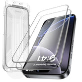 2 Pack For Iphone 15 Pro Tempered Glass Screen Protector:9H+ Durable, Auto Positioning, Bubble Free, High Definition, Easy Installation