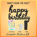 Rose Gold Happy Birthday Balloons Banner | Script/Cursive Rose Gold Letter Balloon Sign For Birthday Party Decor/Decoration | Foil Mylar Happy Birthday Banner