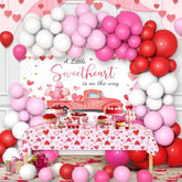 125 Pcs Sweetheart Baby Shower Decorations Valentine'S Day Balloon Garland Arch Kit With Little Sweetheart Backdrop Red Pink Valentine'S Day Baby Shower Balloon Arch Party Decorations Supplies