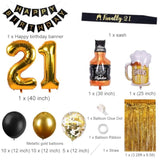 21St Birthday Decorations For Him Men, Happy 21 Bday Decor Black And Gold For Her Women Party Supplies