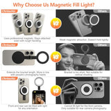 Magnetic Selfie Light - Magsafe Compatible Led Phone Light Included Sticky Ring, 6 Lighting Modes Ring Light For Phone Tiktok Zoom Live Streaming Vlogging Video Conference - Black