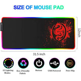 Large Anime Dragon Keyboard Mat - 15 Light Modes, High Performance, Extended Mouse Pad & Keyboard Mat Combined - Gaming Mat 31.5 X 12In (Red)