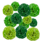 Green Tissue Paper Pom Poms 12pcs Hanging Flowers Party Wedding Decor
