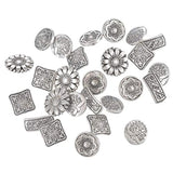 50 Pieces Antique Metal Buttons With Shank Round/Square/Flower Shaped