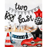 Two Fast Birthday Party 2Nd Racing Vintage 40 Inch Racetrack Number Balloons 2 Black Two Fast Letter Banner Balloon Race Car Racing Theme Birthday Party Decor Set