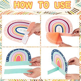 10 Pcs Rainbow Honeycomb Centerpieces for Birthday, Baby Shower & Easter Decor