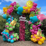 144Pcs Tropical Luau Balloon Arch Garland Kit Pineapple Flamingo Sun Beach Ball Foil Balloons For Summer Pool Beach Hawaiian Aloha Birthday Baby Shower Party Decorations