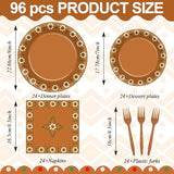 96Pcs Platos De Barro Mexicanos Paper Plates and Napkins Terracotta Flower Clay Pottery Party Decor Mexica Theme Tableware for 24 Guests Fiesta Birthday Wedding Baby Shower Party Supplies