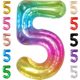 , Giant Rainbow 5 Balloon Number - 40 Inch | Number 5 Balloons For Birthdays | 5 Year Old Balloons For Tie Dye Birthday Decorations Girl | 5 Number Balloons For Anniversary Decorations