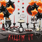 30Pc 18" Star Foil Balloons β Orange & Black Big Stars for Party Decorations