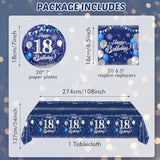 Blue 18th Birthday Party Supplies – Navy & Silver Plates, Napkins, Tablecloth for Boys and Girls