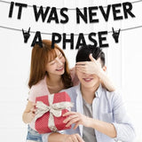 Black Glitter It Was Never a Phase Banner 30th Birthday Decorations