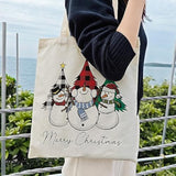 Christmas Snowman Canvas Tote Bag For Women Aesthetic Merry Christmas Cute Snowman Tote Bag Shopping Grocery Bag Beach Bag Gifts For Women Teacher Bag Reusable Grocery Bag