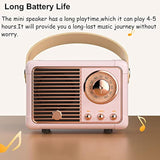 Retro Bluetooth Speaker, Portable Wireless Speaker With Crystal Clear Stereo Sound Rich Bass, Best Birthday Gifts Ideas For Women Teenage (Pink)
