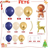 Christmas Balloon Arch Kit with Navy, Apricot, and Foil Gingerbread Balloons