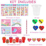 Valentines Day Gifts For Kids - 28 Packs Valentines Stationery With Cards And Cups, Valentines Gift Exchange Classroom Prize Rewards Party Favors Toys