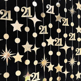 Champagne Gold 21St Birthday Decorations Number 21 Circle Dot Star Garland Metallic Streamer Banner Backdrop For Girls Boys Cheers To 21 Years Finally Legal Bday Happy 21St Anniversary Party Supplies