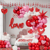 156Pcs Valentines Day Balloon Arch Garland Kit With Pink White Red Con