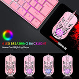Lightweight Gaming Mouse Wired,Usb Optical Computer Mice With Rgb Backlit,4 Adjustable Dpi Up To 2400,Ergonomic Gamer Laptop Pc Mouse With Honeycomb Shell For Windows 7/8/10/Xp Vista Linux -Pink