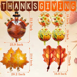 Thanksgiving Foil Balloons: Turkey, Maple Leaf, and Pumpkin Party Decor (Set of 9)