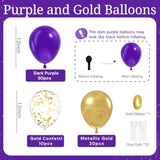 60pcs Purple & Gold Balloons, 12" Metallic Confetti Set for Party Decor