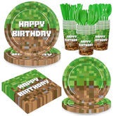 168Pcs Green Birthday Party Decorations Green Plates Napkins Party Supplies Disposable Paper Cups Tableware Set For Boys Kid Teen Birthday Decor Serves 24