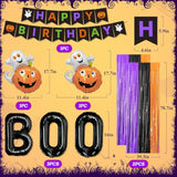 110Pcs Halloween Party Decorations - Banner, BOO Balloons, Swirls, Props & Gift Bags