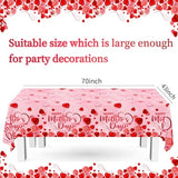 3Pcs Mothers Day Decorations Tablecloth, Happy Mothers Day Tablecloth Pink Rose Heart Disposable Waterproof Plastic Table Covers for Mother's Day Table Decorations