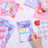 24 Sets Mermaid Birthday Invitations Include Mermaid Party Invitations Cards, Envelopes And Stickers For Girl Ocean Under The Sea Party Decorations Pool Birthday Supplies