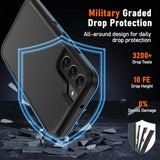 For Samsung Galaxy S22 Case,Galaxy S22 Case With 2Pcs Hd Screen Protector,14 Ft Drop Protection Military Grade 3 In 1 Shockproof/Dustproof/Drop Proof Military Grade Protective Cover For S22 6.1 Black