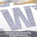 Pre-Strung Glitter Silver Happy New Year 2026 Banner Party Decor