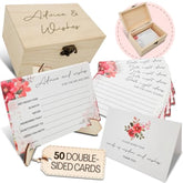 Advice And Wishes For The Mr And Mrs – 50 Double-Sided Wedding Advice Cards With Wooden Box & Easel, Bridal Shower Decorations, Games For Bride And Groom, Reception Guest Book Alternative, Best Wishes