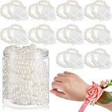 16 Pieces Corsage Wristlet Bracelet Wrist Corsage Prom Elastic Pearl Bands Wedding Corsages Pearl Bracelet Wedding Wristlets Diy Wrist Corsages Accessories For Bridesmaid Bridal Shower Party