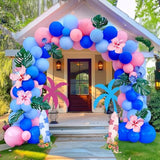 Pastel Blue And Pink Balloon Garland Arch Kit 132Pcs Royal Blue And Baby Pink Balloons For Summer Hawaii Gender Reveal Baby Shower Hawaii Cartoon Birthday Party Decorations