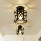2 Pack Hexagon Semi Flush Mount Ceiling Lights Black Farmhouse Fixtures