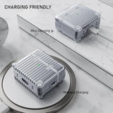 Compatible With Airpods 3Rd Generation Case Cover, Cute Funny Suitcase Design Case For Airpods 3 2021, Fashion Protective Hard Case For Women Men With Keychain (Silver)