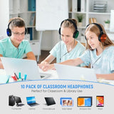 10 Pack Kids Headphones Bulk For School Classroom, Over-Ear Headphones Wired S