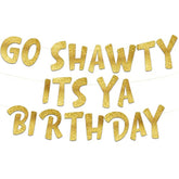 Pre-Strung Go Sha It’S Ya Birthday Funny Birthday Gold Glitter Banner - Funny 21St Birthday Decorations For Men And Women - Birthday Party Supplies And Gifts