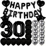Sweet 30Th Birthday Decorations Party Supplies,Black Number 30 Balloons,30Th Foil Mylar Balloons Latex Balloon Decoration,Great 30Th Birthday For Girls,Women,Men,Photo Props
