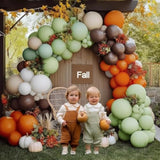 Green Orange Brown Balloon Arch Kit for Baby Shower Birthday Fall Party Decor