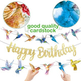Hummingbird Birthday Banner Hummingbird Birthday Party Decorations 3Pcs Bird Party Supplies Flying Bird Party Banner For Spring Nature Tropical Baby Shower Supplies