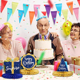 8 Pieces Birthday Centerpiece Table Decoration, Blue And Gold Happy Bi