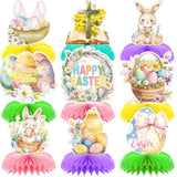 Easter Centerpieces For Tables Decorations, 9 Pcs Happy Easter Honeycomb Centerpieces, 3D Easter Bunny Egg Table Decoration For Easter Party Supplies, Spring Holiday Photo Prop